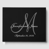 Een zwarte Stropdas Affaire Elegant Monogram Fotob Gastenboek (Voorkant)