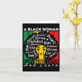 Een zwarte vrouw spreekt, luistert en leert Afro W Kaart (Gele Bloem)