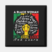 Een zwarte vrouw spreekt, luistert en leert Afro W Magneet (Voorkant)