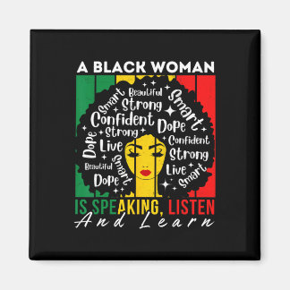 Een zwarte vrouw spreekt, luistert en leert Afro W Magneet