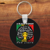 Een zwarte vrouw spreekt, luistert en leert Afro W Sleutelhanger (Voorkant)