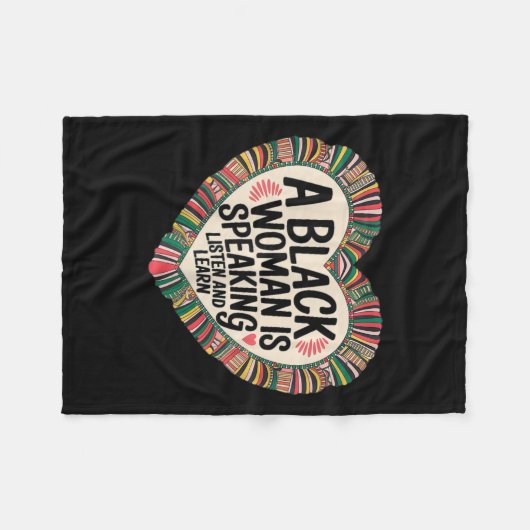 Een zwarte vrouw spreekt, luistert en leert Junett Fleece Deken (Voorkant (Horizontaal))