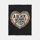 Een zwarte vrouw spreekt, luistert en leert Junett Fleece Deken (Voorkant)