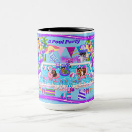 Een zwembadfeest Happy Birthday Coffee Mok