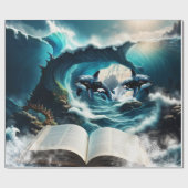 Een zwemmende steampunk Orka in de golf. Cadeaupapier (Vlak)