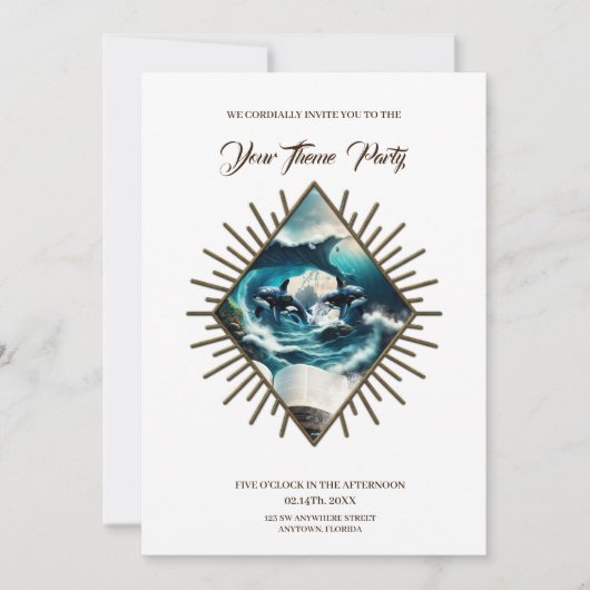 Een zwemmende steampunk Orka in de golf. Kaart (Voorkant)