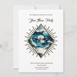 Een zwemmende steampunk Orka in de golf. Kaart