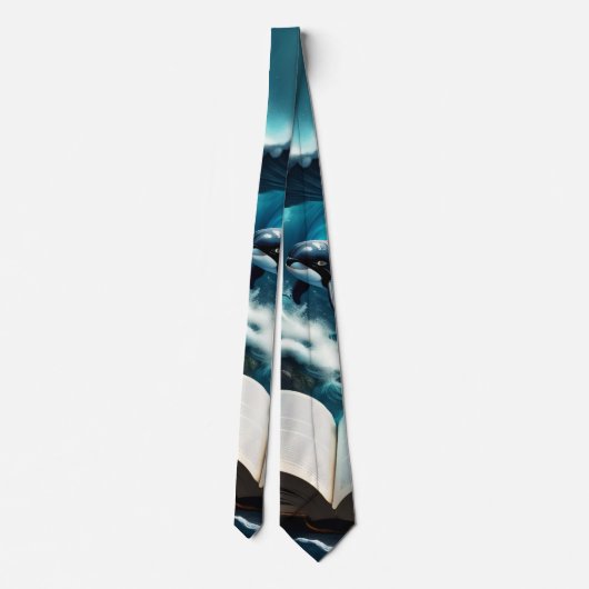 Een zwemmende steampunk Orka in de golf. Stropdas (Achterkant)