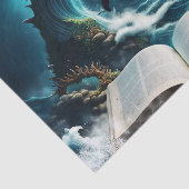 Een zwemmende steampunk Orka in de golf Tissuepapier (Detail)