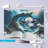 Een zwemmende steampunk Orka in de golf Tissuepapier (Craft)