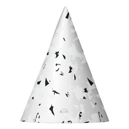 Een zwerm vogels die in de lucht vliegen. feesthoedjes (Links)