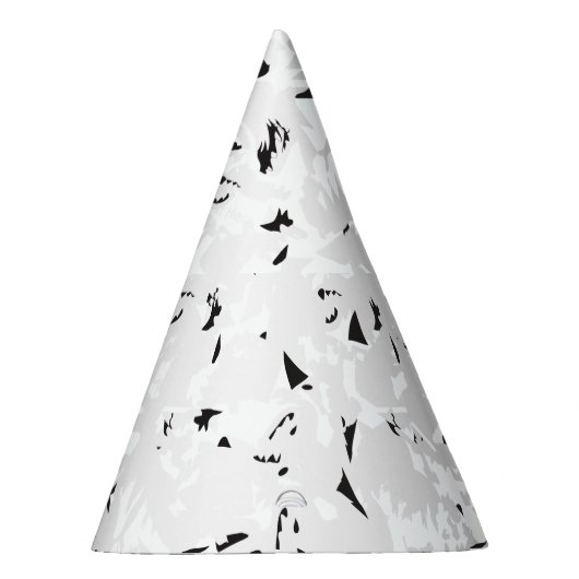 Een zwerm vogels die in de lucht vliegen. feesthoedjes (Rechts)