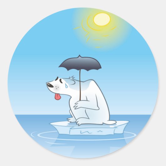 Een zwetend poolijs op smeltend Beer Ronde Sticker (Voorkant)