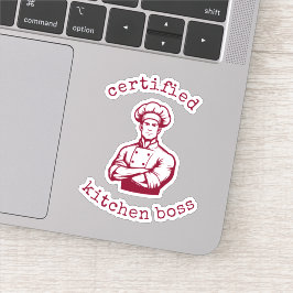 Een zwierige bordeauxrode kleur comicstijl van che sticker