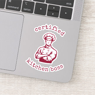 Een zwierige bordeauxrode kleur comicstijl van che sticker