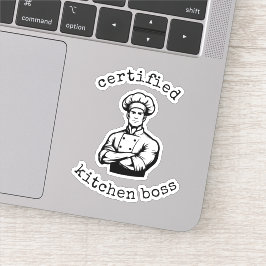 Een zwierige chef in een monochromatische comicsti sticker