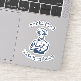 Een zwierige Navy kleuren strips stijl van chef Sticker