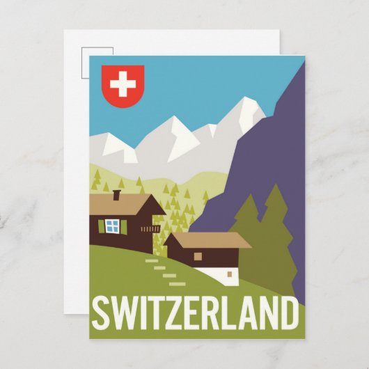 Een Zwitserland reisposter Briefkaart (Voorkant / Achterkant)