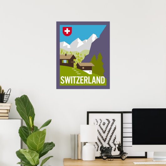 Een Zwitserland reisposter Poster (Thuiskantoor)