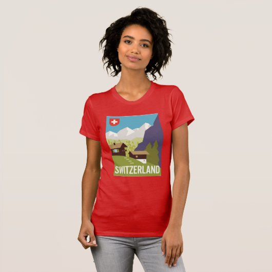 Een Zwitserland reisposter T-shirt (Voorkant volledig)