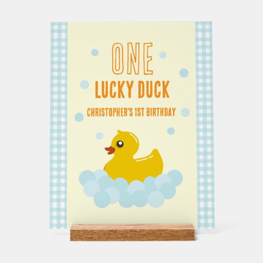 Eend 1e verjaardag acryl bord (Voorkant)