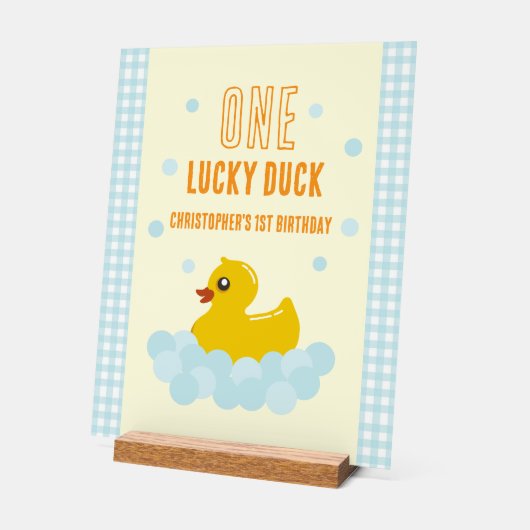 Eend 1e verjaardag acryl bord (Hoek)