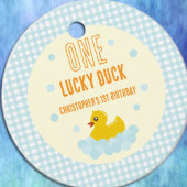 Eend 1e verjaardag bedankjes labels