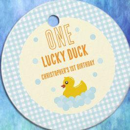 Eend 1e verjaardag bedankjes labels