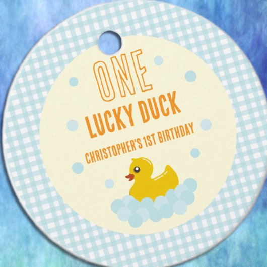 Eend 1e verjaardag bedankjes labels