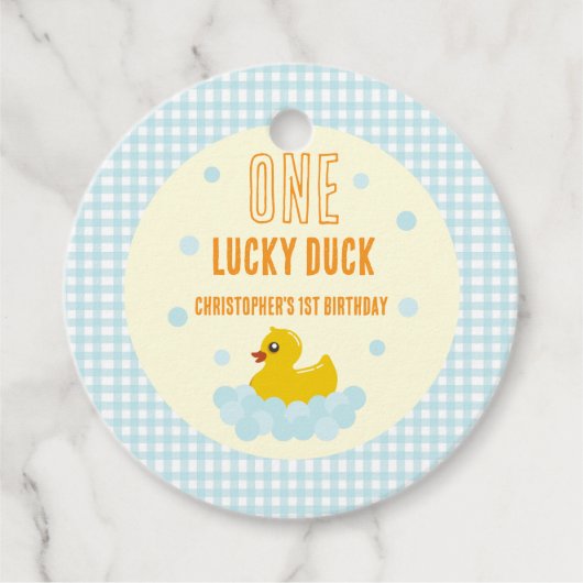 Eend 1e verjaardag bedankjes labels (Voorkant)