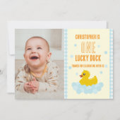 Eend 1e verjaardag bedankkaart (Voorkant)