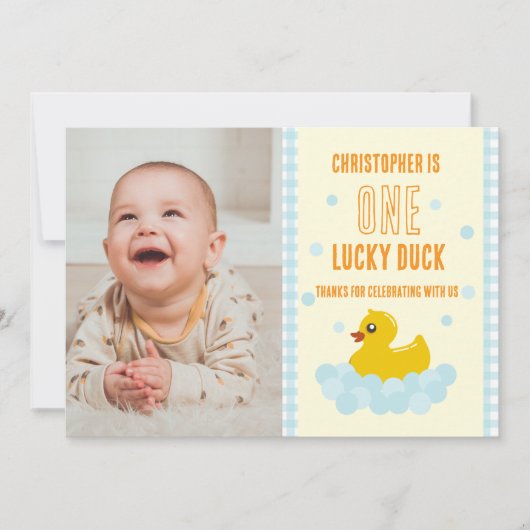 Eend 1e verjaardag bedankkaart (Voorkant)