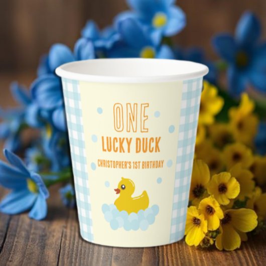 Eend 1e verjaardag papieren bekers
