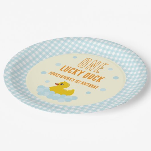 Eend 1e verjaardag papieren bordje (Gekanteld)