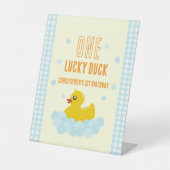 Eend 1e verjaardag reclamebord met voetstuk (Voorkant)