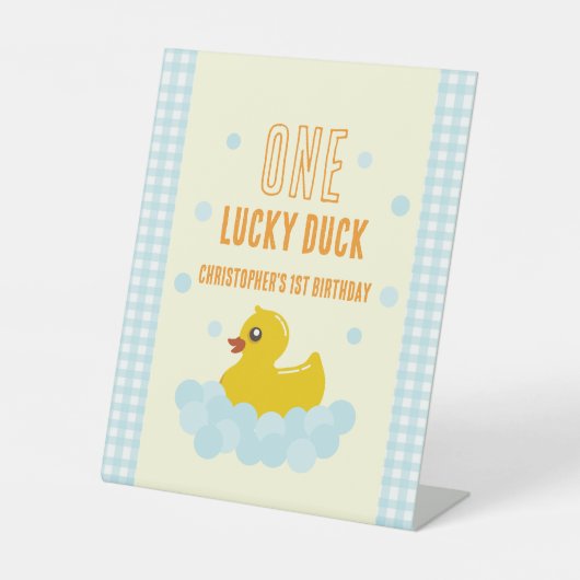 Eend 1e verjaardag reclamebord met voetstuk (Voorkant)