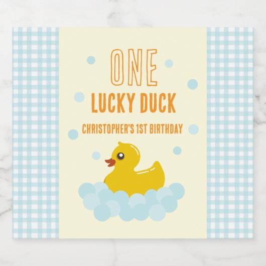 Eend 1e verjaardag sparkling wijnetiket (Enkel label)