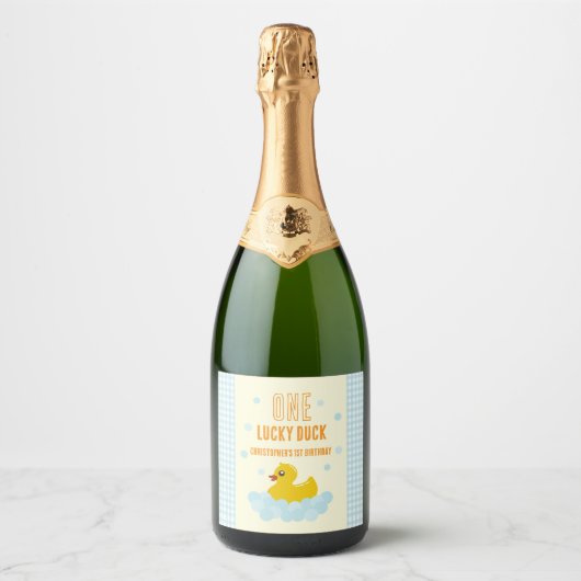 Eend 1e verjaardag sparkling wijnetiket (Voorkant)