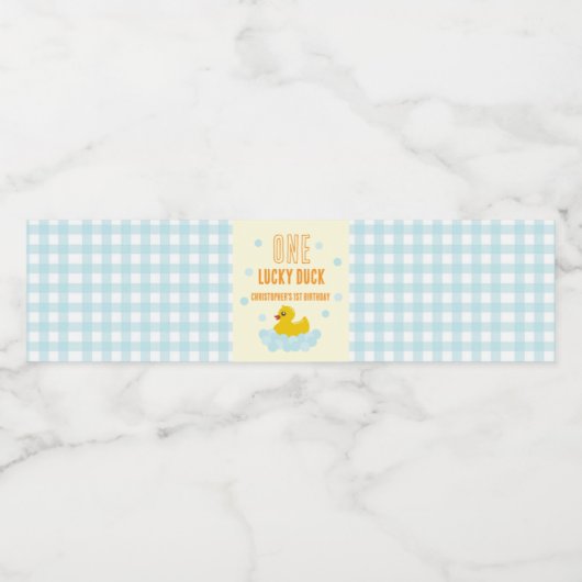 Eend 1e verjaardag waterfles etiket (Enkel label)