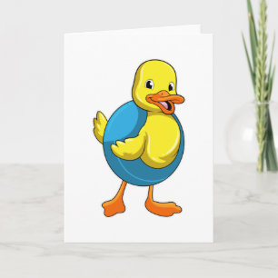 Eend aan het zwemmen met zwemband kaart