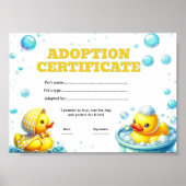 Eend adoptie certificaat bewerkbaar poster (Voorkant)