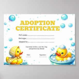 Eend adoptie certificaat bewerkbaar poster