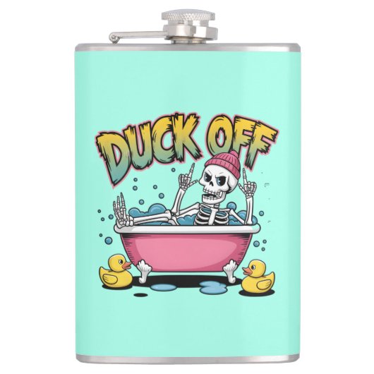 Eend Af Grappig Skelet Ontwerp-61161 Ingelijste Ku Heupfles (Voorkant)