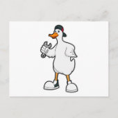 Eend als ambachtsman met gereedschap en pet briefkaart (Voorkant)