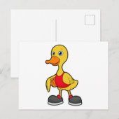 Eend als basketballer met basketbal briefkaart (Voorkant / Achterkant)