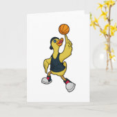 Eend als basketballer met basketbal kaart (Gele Bloem)