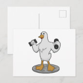Eend als bodybuilder met halters briefkaart (Voorkant / Achterkant)