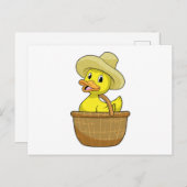 Eend als boer met mand briefkaart (Voorkant / Achterkant)