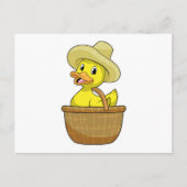 Eend als boer met mand briefkaart (Voorkant)