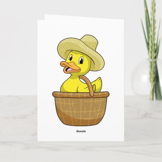 Eend als boer met mand kaart (Achterkant)